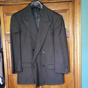 Giorgio Armani Double Breasted Charcoal Pinstripe Men's Suit
